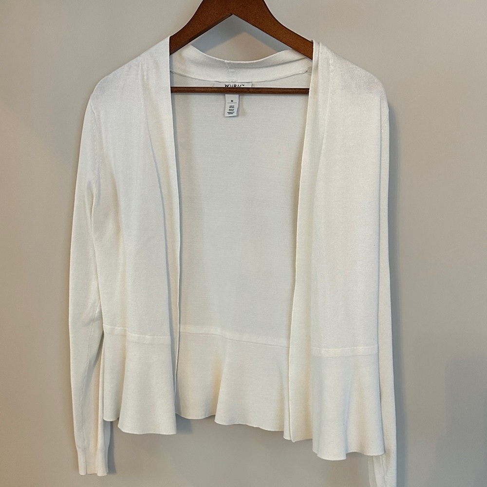 White House Black Market Cream Open Front Cardigan